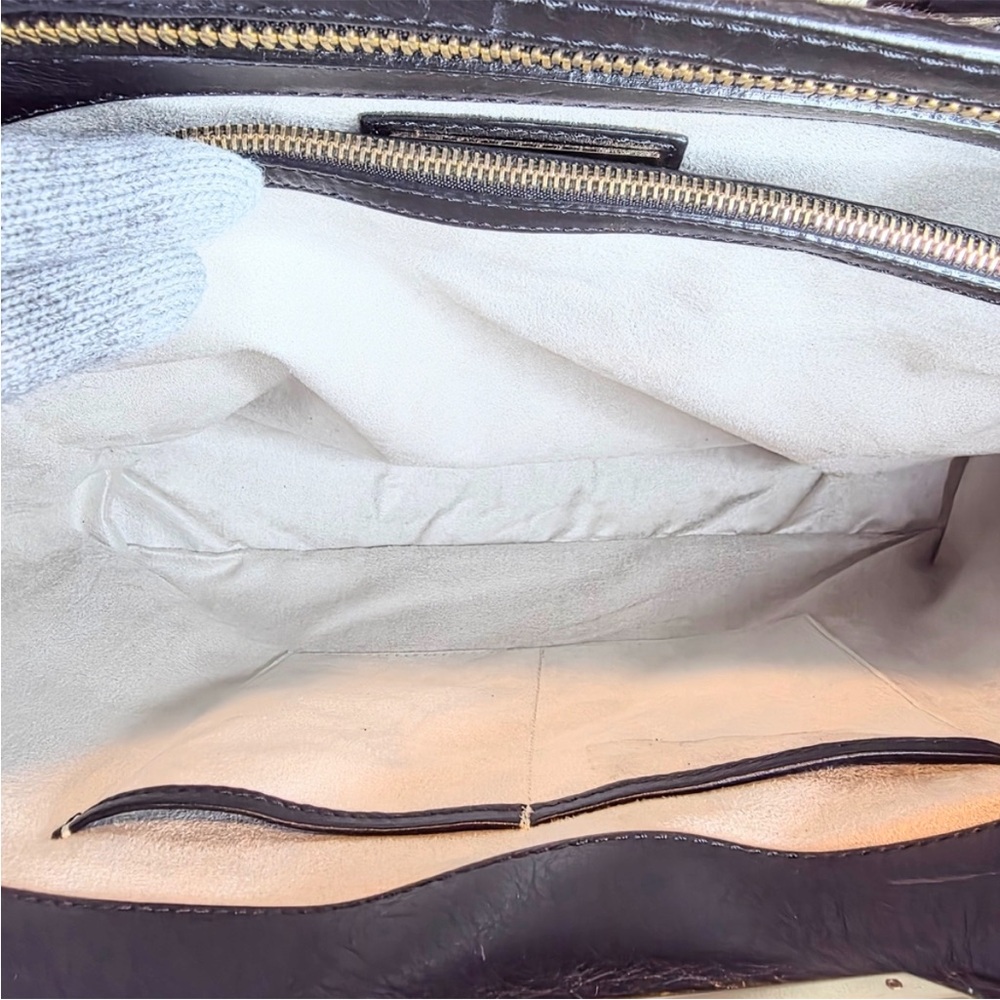 Jimmy Choo- Authentic 🍀 EUC! Alfie Blue Leopard Print Pony Hair/Suede 2 Way Bag - Picture 10 of 13
